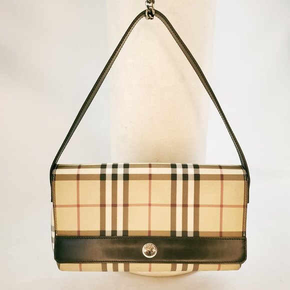 Burberry Handbags - AUTHENTIC BURBERRY LONDON Nova Check Coated Canvas And Leather Flap Shoulder